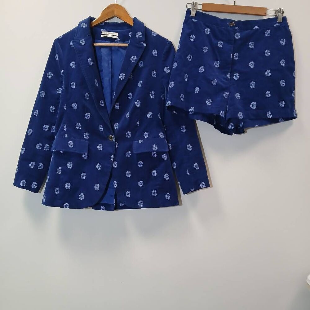 Urban Outfitters Womens medium corduroy blazer cobalt blue shorts set